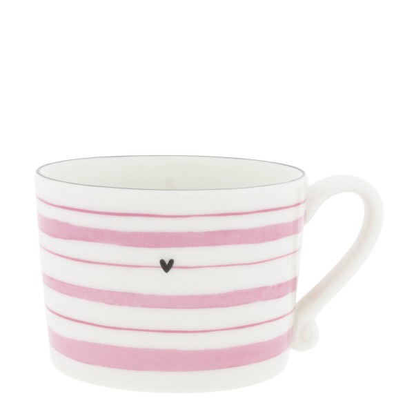 Bastion Collections - Tasse "Watercolour Rose Stripes" weiß/schwarz/pink