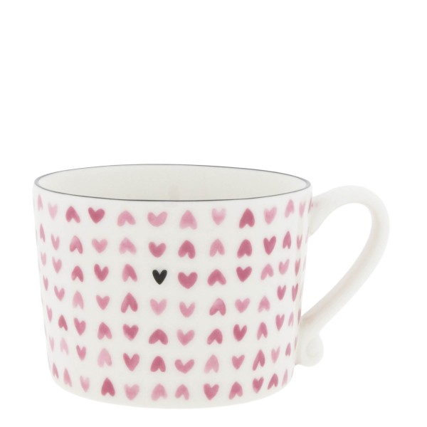 Bastion Collections - Tasse "Rose - Hearts" weiß/schwarz/pink